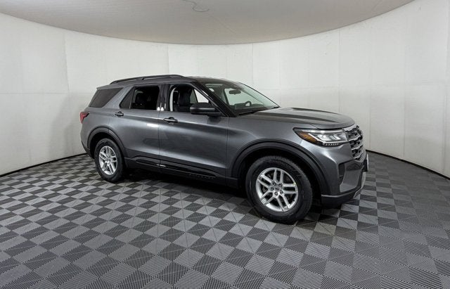 2026 Ford Explorer Active in Gray Metallic — front three-quarter view