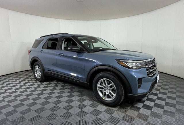 2026 Ford Explorer Active in Vapor Blue — front three-quarter view
