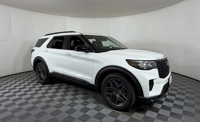 2026 Ford Explorer ST in White Metallic — front three-quarter view