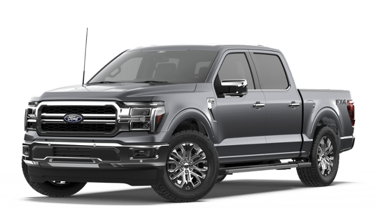 2026 Ford F-150 LARIAT in Gray Metallic — front three-quarter view