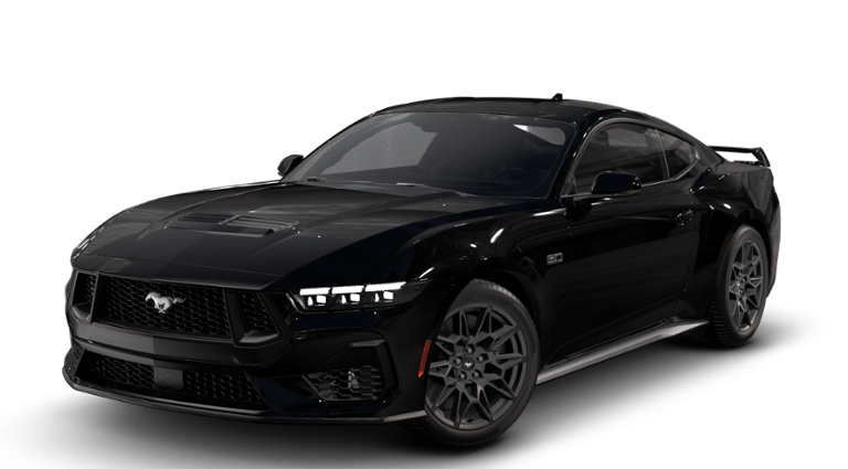 2026 Ford Mustang GT Premium Fastback in Shadow Black — front three-quarter view