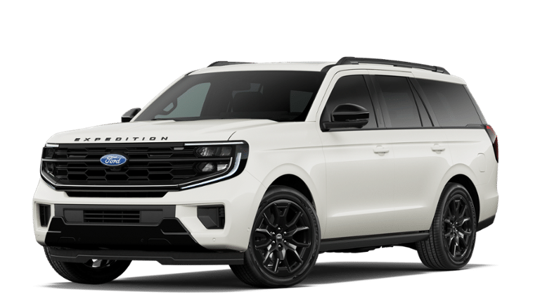 2027 Ford Expedition Platinum in Star White Metallic Tri-Coat — front three-quarter view