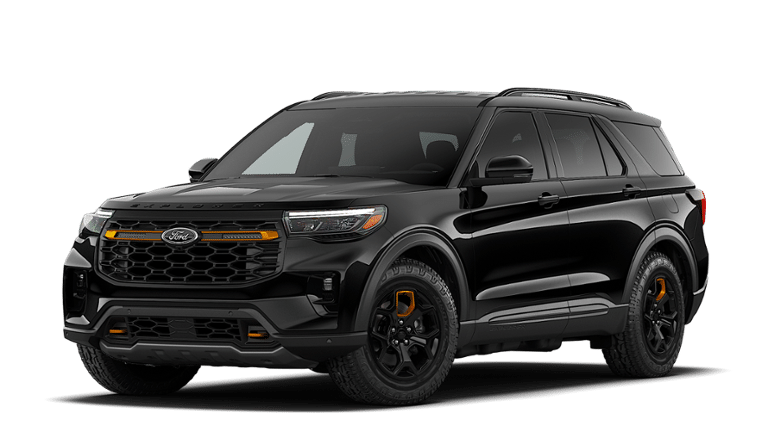 2026 Ford Explorer Tremor in Agate Black Metallic — front three-quarter view