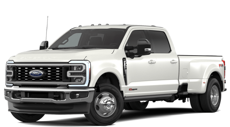 2026 Ford Super Duty F-350 Lariat in Star White Metallic Tri-Coat — front three-quarter view