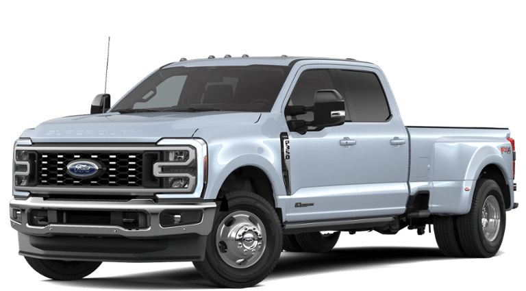 2026 Ford Super Duty F-350 Lariat in Glacier Gray Metallic Tri-Coat — front three-quarter view